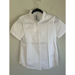 Grey Lab Woman White Button Down 100% Cotton Shirt, Size XS